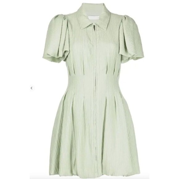 Jonathan Simkhai Dresses & Skirts - Jonathan Simkhai Callista Zip-front Puff Sleeve Dress size Medium seafoam green